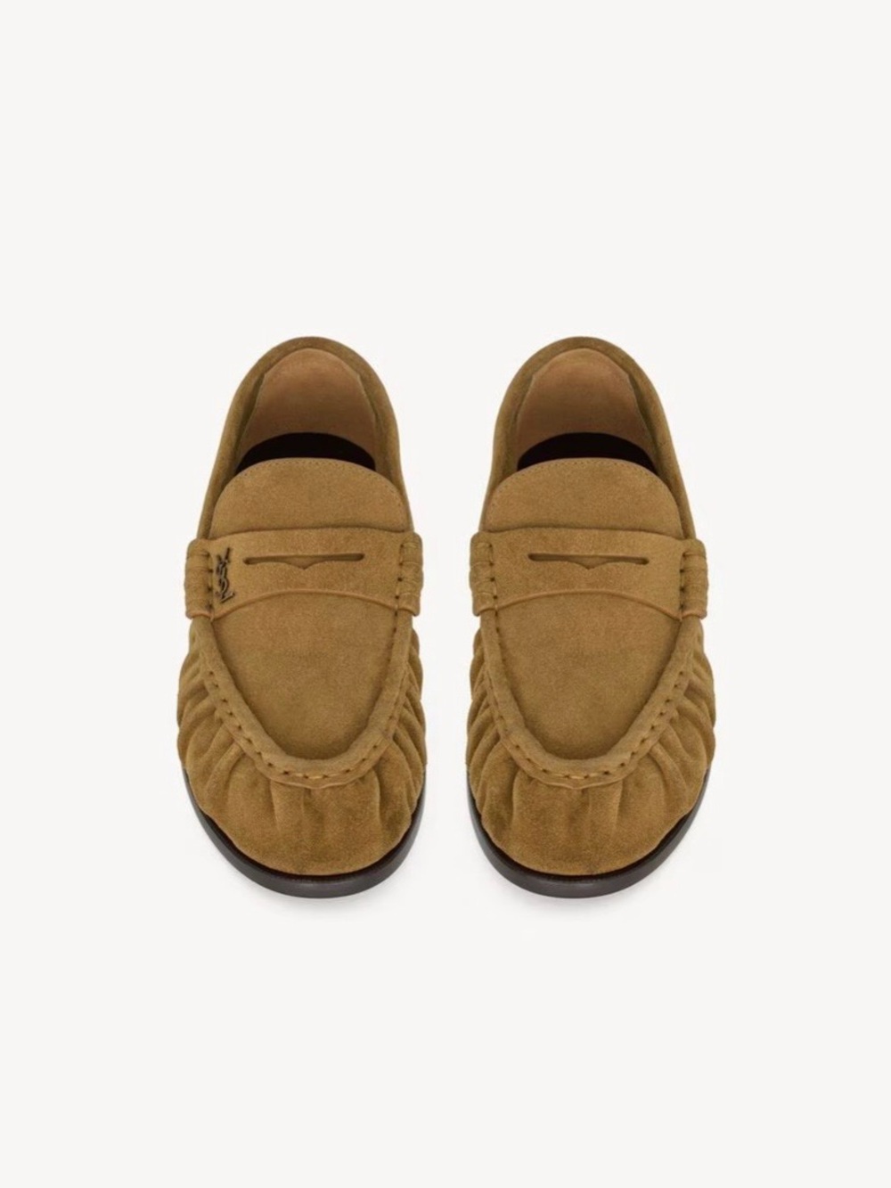 NWB Saint Laurent YSL Le Loafer Suede Penny Loafers in Brown